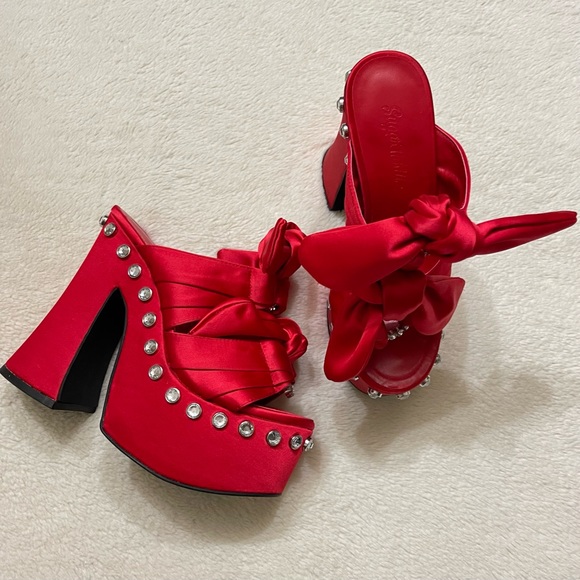 Sugar Thrillz Shoes - Sugar Thrillz Red bow heels